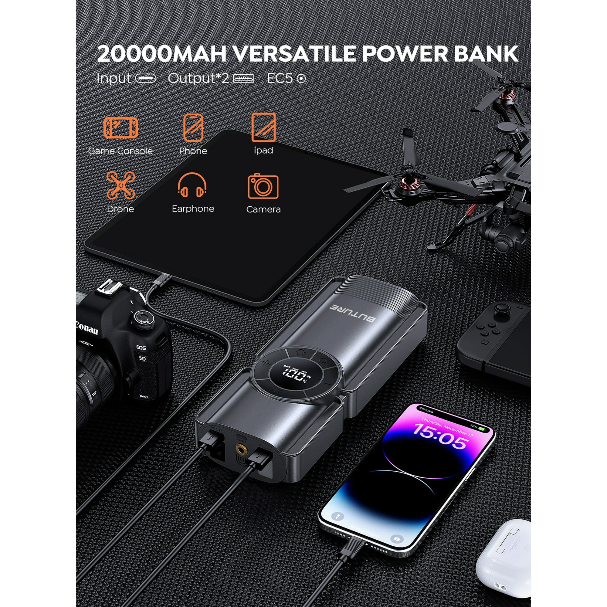 4000A Jump Starter with Air Compressor 150PSI, Portable Car Battery Booster, 12V Power Bank Jump Box for Gas & Diesel Engines