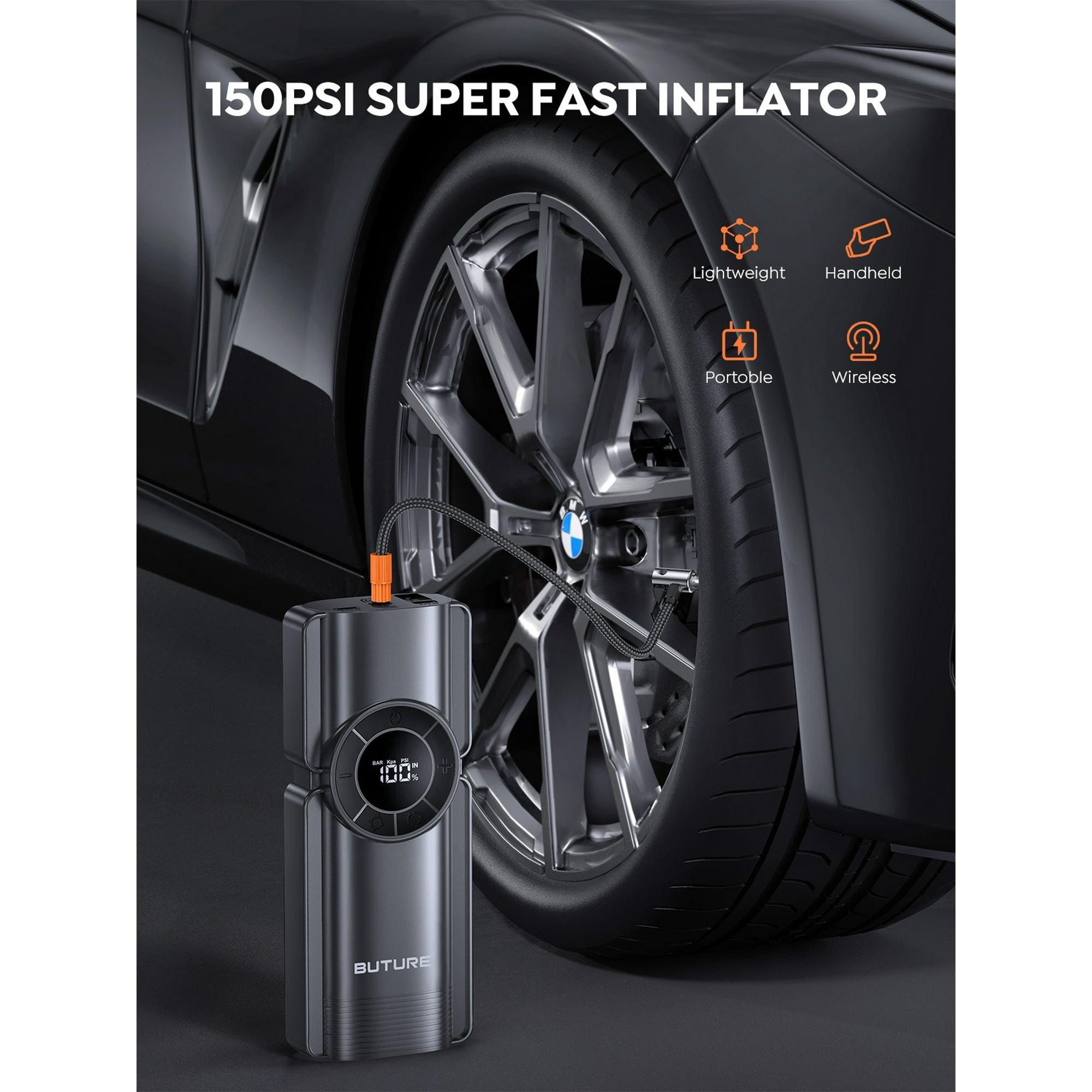 4000A Jump Starter with Air Compressor 150PSI, Portable Car Battery Booster, 12V Power Bank Jump Box for Gas & Diesel Engines