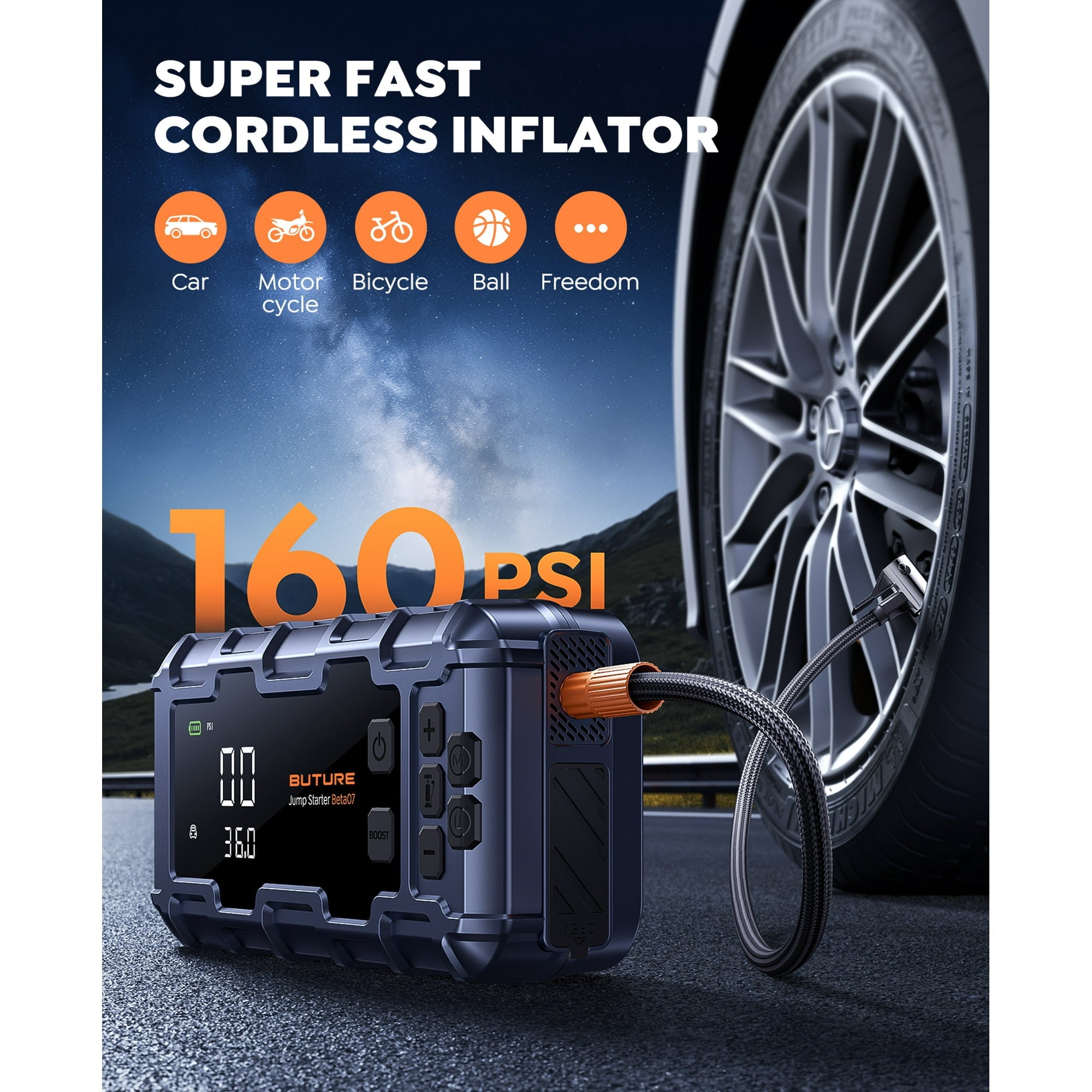 UTRAI 6000A Car Jump Starter with Air Compressor 160 PSI