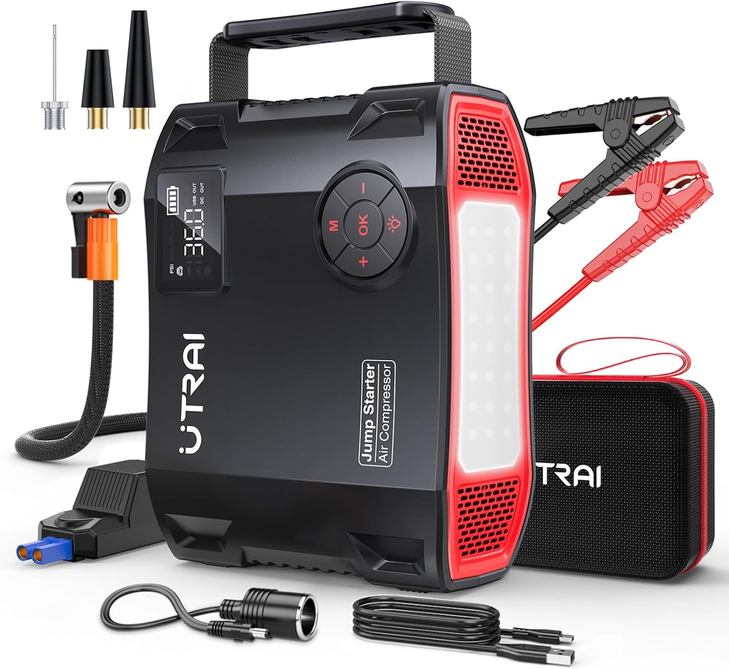UTRAI Jump Starter with Air Compressor, 7000A 27000mAh Car Starter Jum