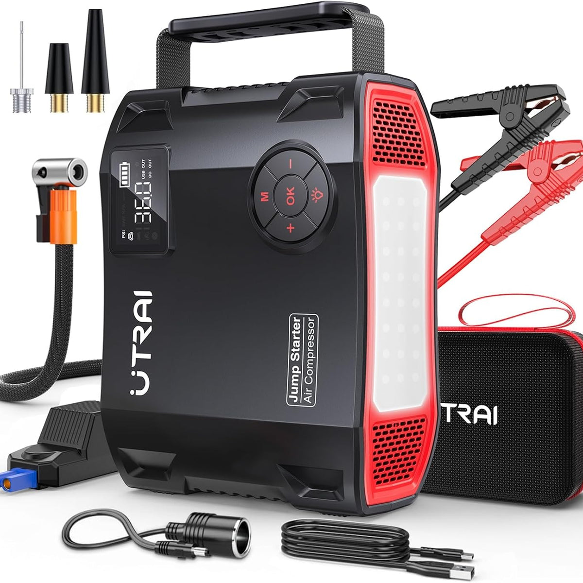 UTRAI Jump Starter with Air Compressor, 7000A 27000mAh Car Starter Jum