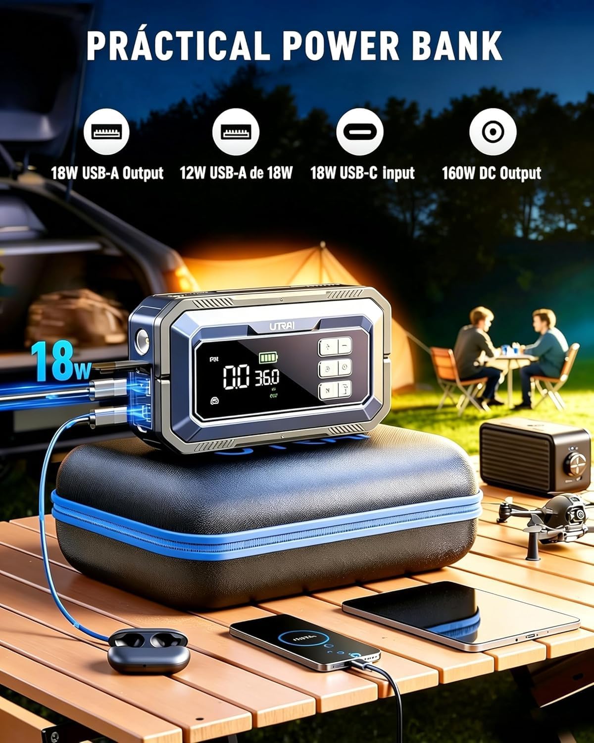 UTRAI Jump Starter with Air Compressor 150PSI, 8000A Peak 12V Jump Box