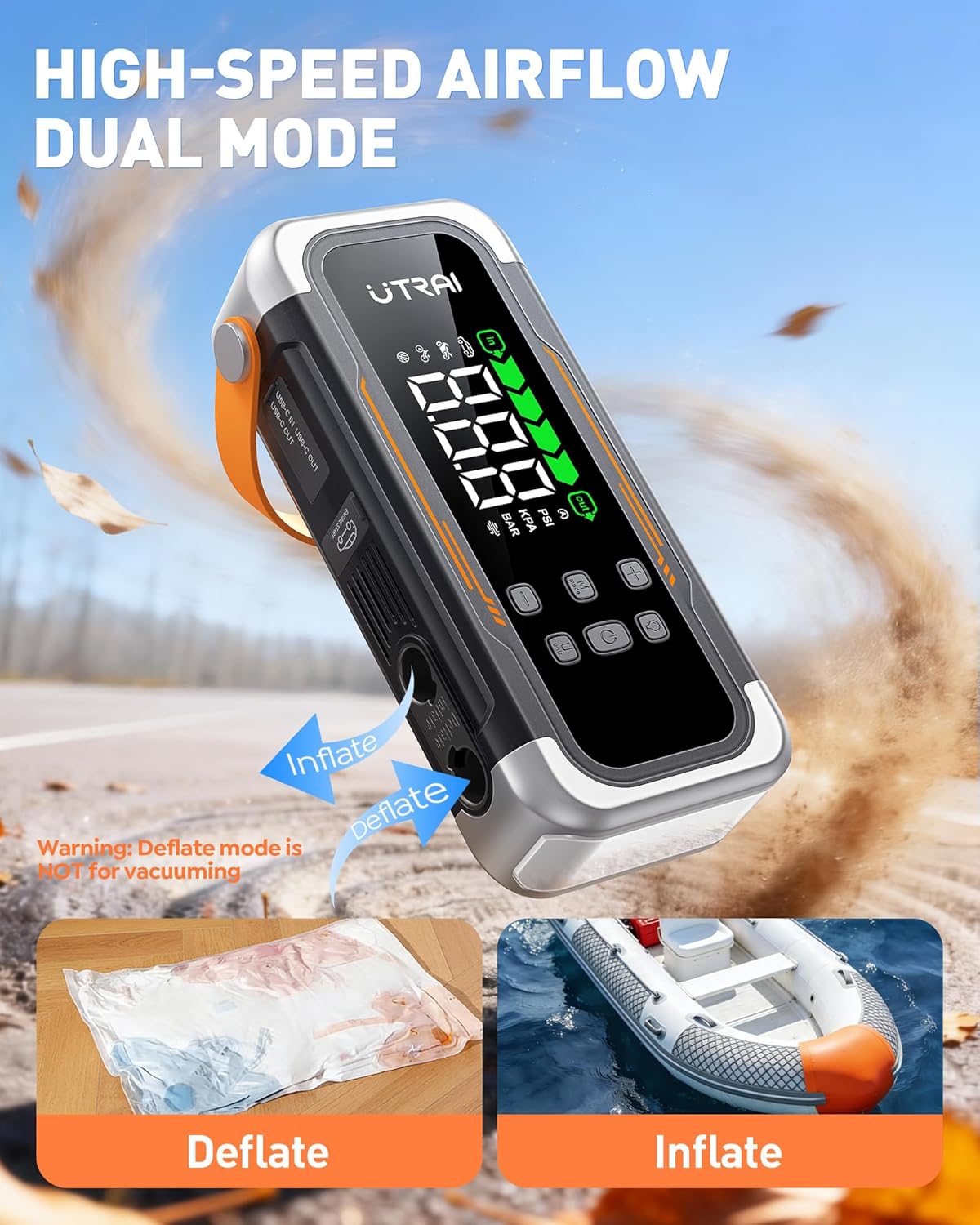 UTRAI Jump Starter with Air Compressor, 6000A Peak Battery Jumper Star