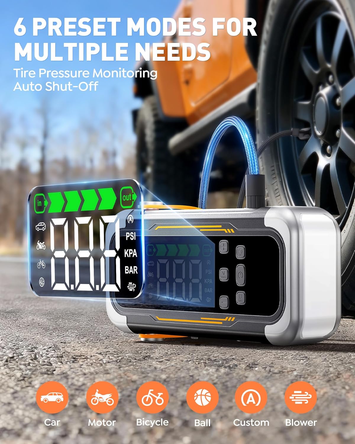 UTRAI Jump Starter with Air Compressor, 6000A Peak Battery Jumper Star