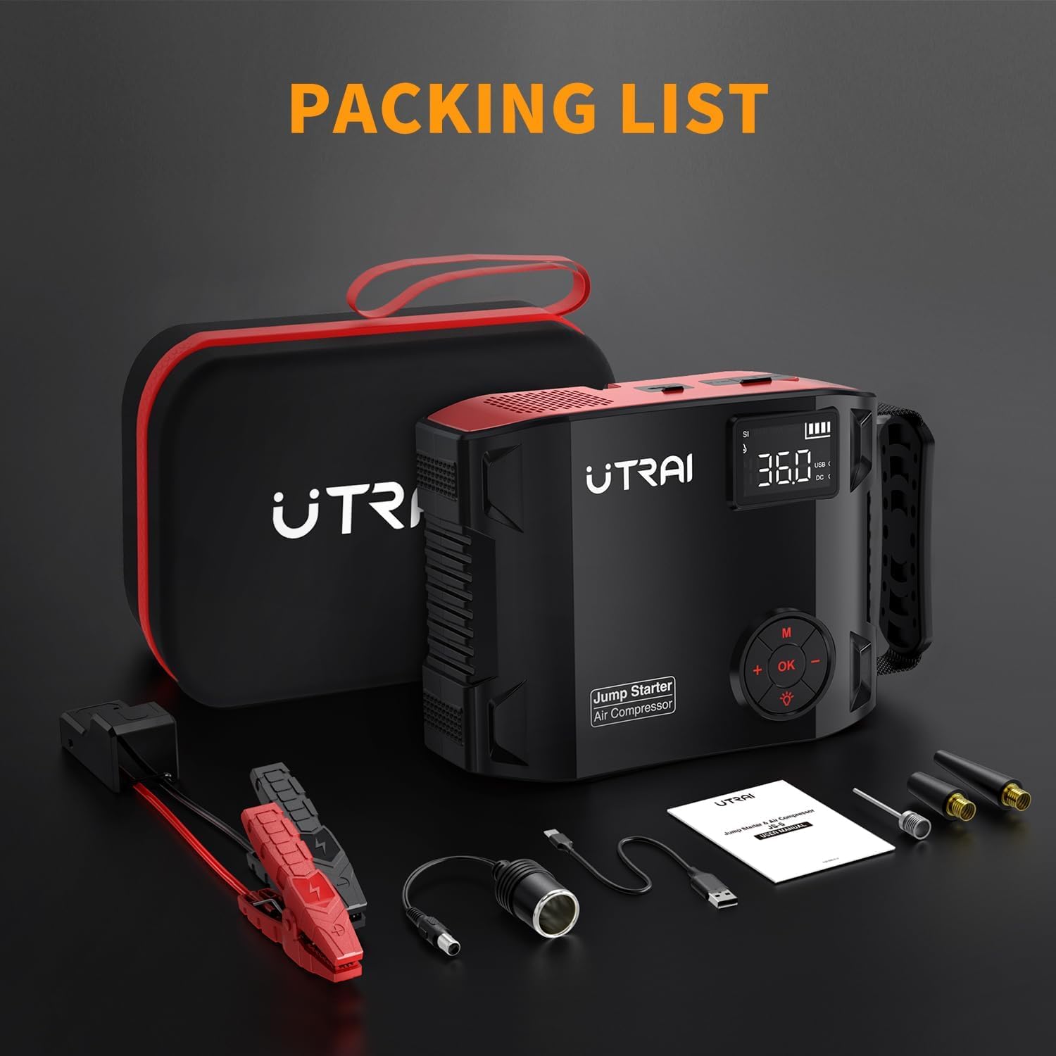 UTRAI JS-5 4in1ジャンプスターター UTRAI Jump Starter with Air Compressor, 7000A 27000mAh Car Starter Jum