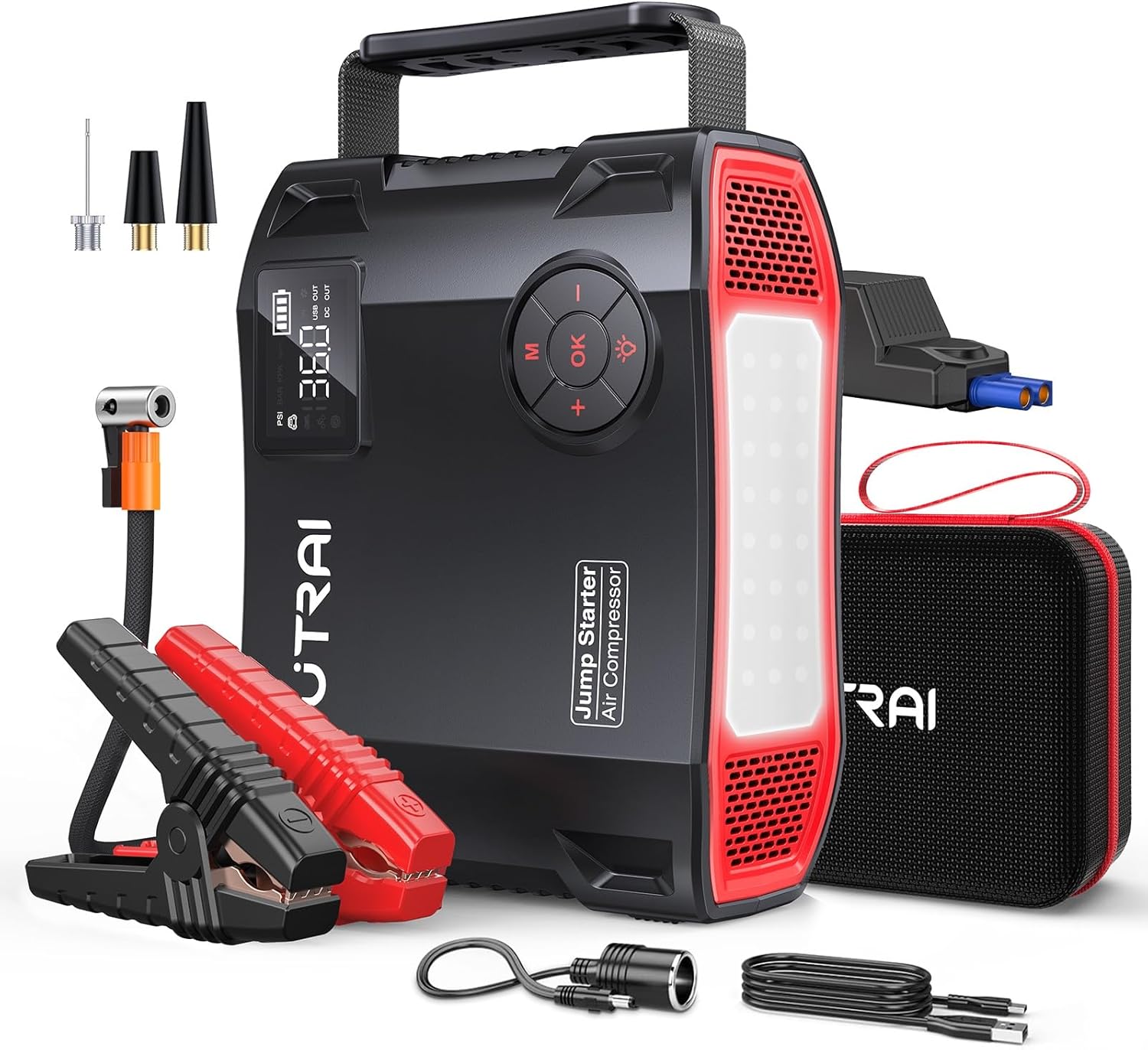 UTRAI JS-5 4in1ジャンプスターター UTRAI Jump Starter with Air Compressor, 7000A 27000mAh Car Starter Jum