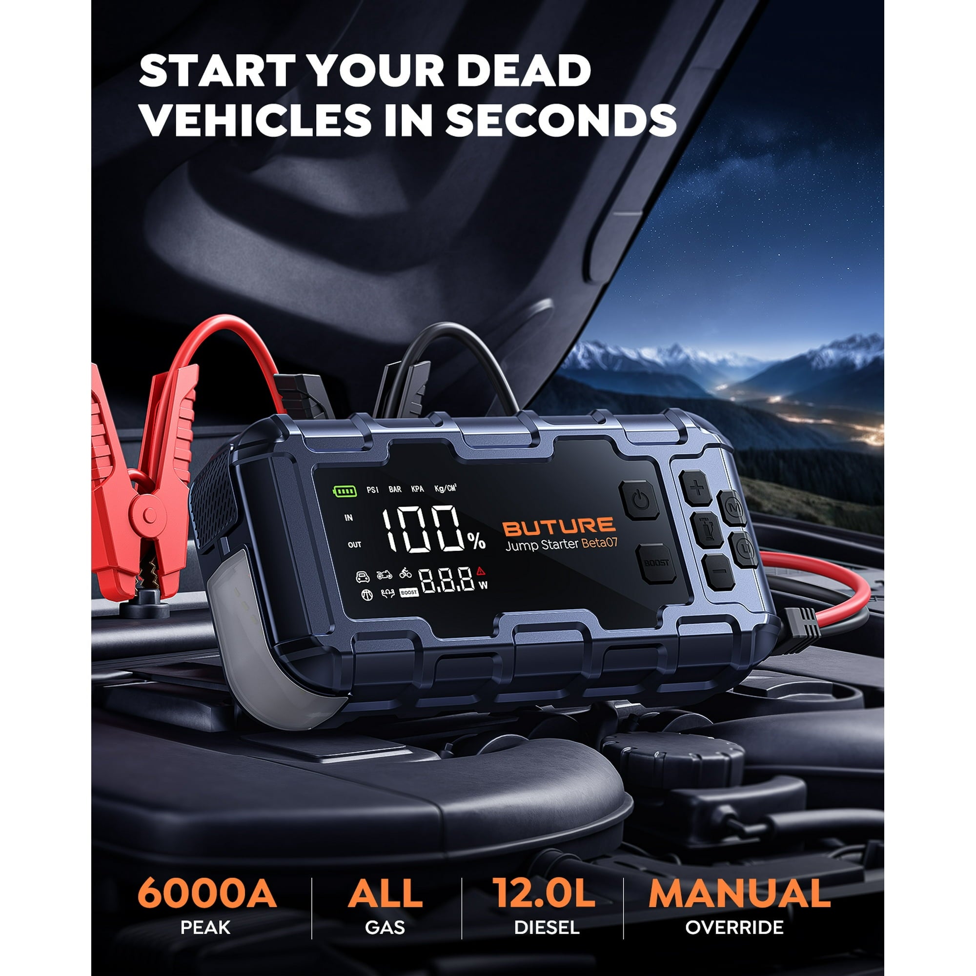 6000A Car Jump Starter with Air Compressor 160 PSI