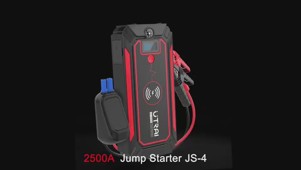 UTRAI Démarreur d'urgence Auto Jstar 4, 12 V 2500A Chargeur sans Fil 10 W  Jump Starter Auto Moto Pince Intelligente avec Display LCD 8L Essence/7L  Diesel