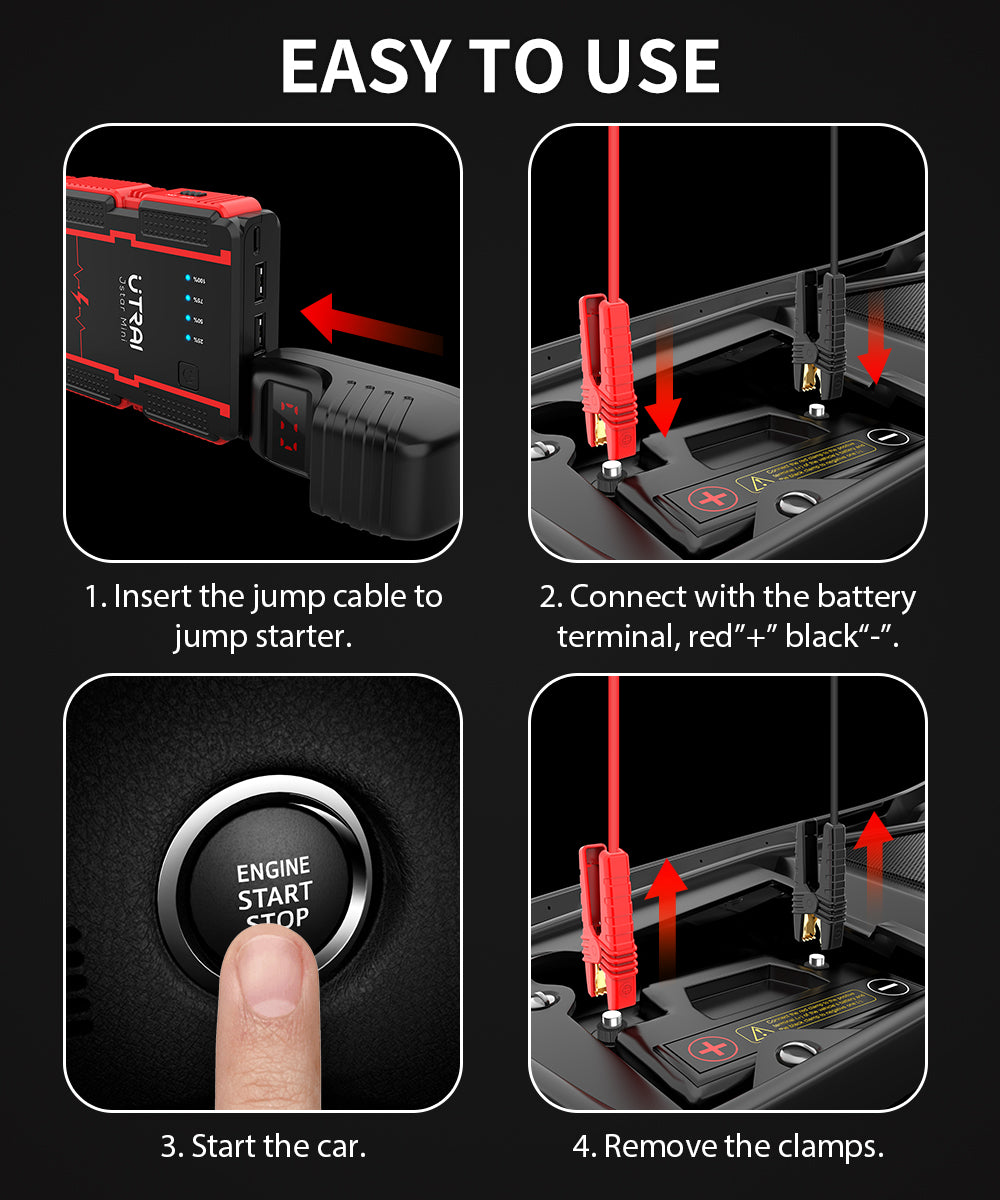 UTRAI Jstar Mini Booster Batterie Voiture Portable Jump Starter 1000A  Demarreur de Voiture Moto Smart Clip